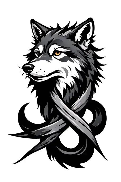 Wolf Cross Wilderness Intertwined Representing