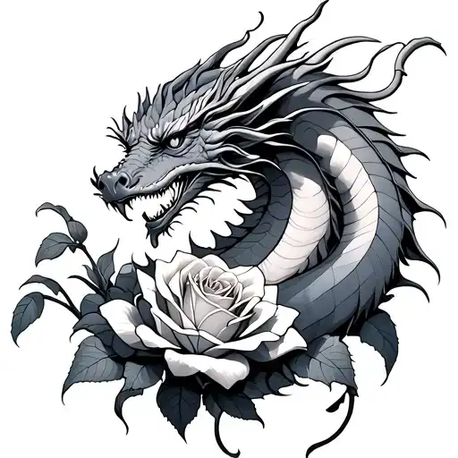 Dragon A Lilly And Rose