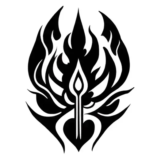 Generate A Tattoo Of An Abstract Spear With An Hindu Tilak In The Center