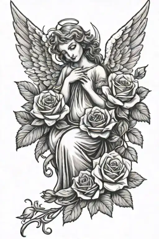 Angel Holding Roses