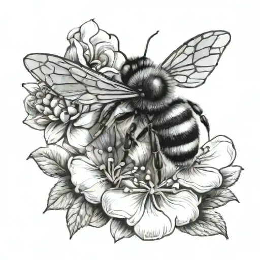 Bee Drinking Coffee On Flower Blooming