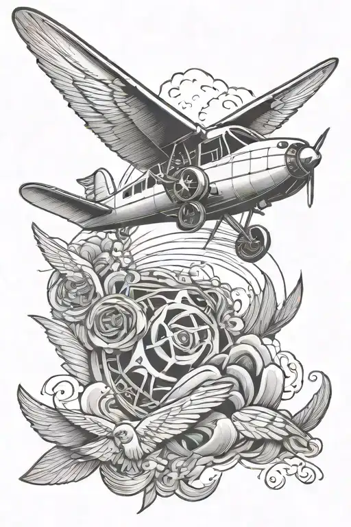 Airplane With Bird Wings Flying