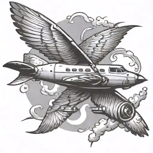 Jet Plane With Bird Wings Attached