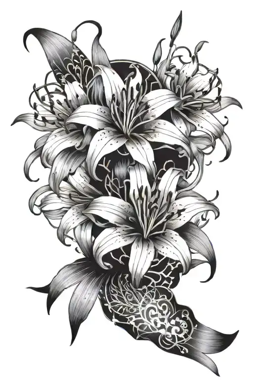 Red Spider Lily Flowers With Hisokas Cards With A Red Ribbon