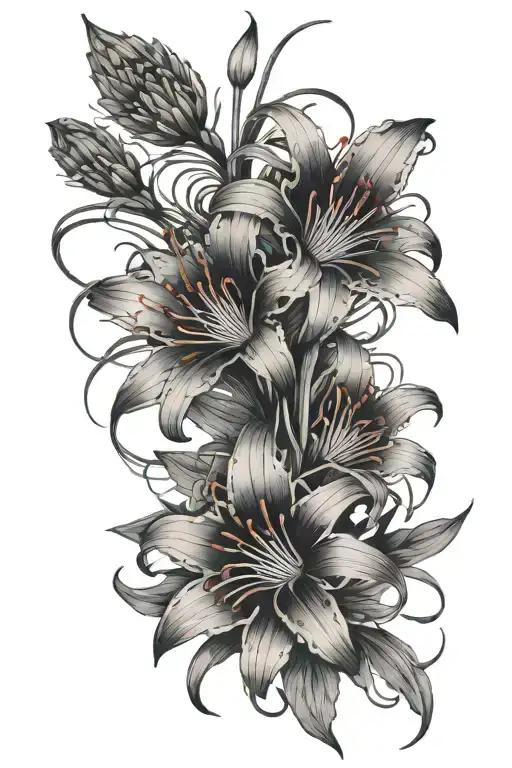 Red Spider Lily Flowers With Hisokas Cards With A Red Ribbon