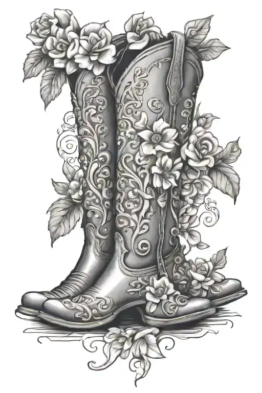 Cowboy Boots With Flowers