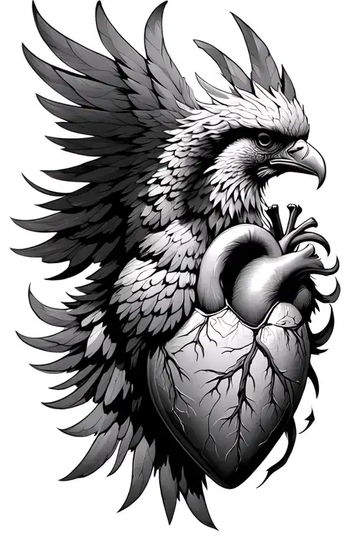Phoenix With Anatomic Human Heart
