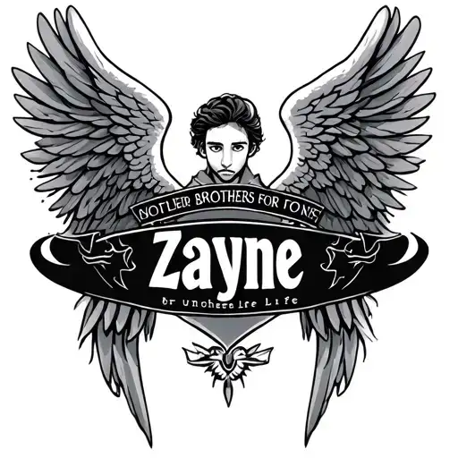 The Name Zayne Between Two Angel Wings And Brothers For Life Under It