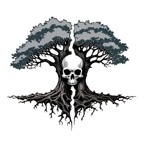 Tree With A Skull Splitting In Two