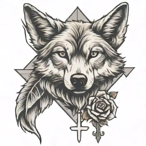Rose And Cross With A Wolf