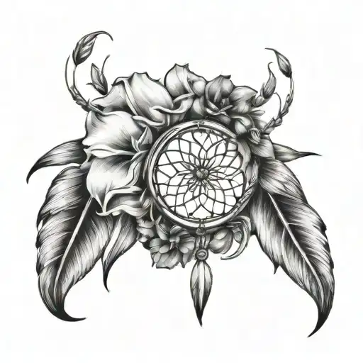 Dream Catcher And Cala Lily Intertwined