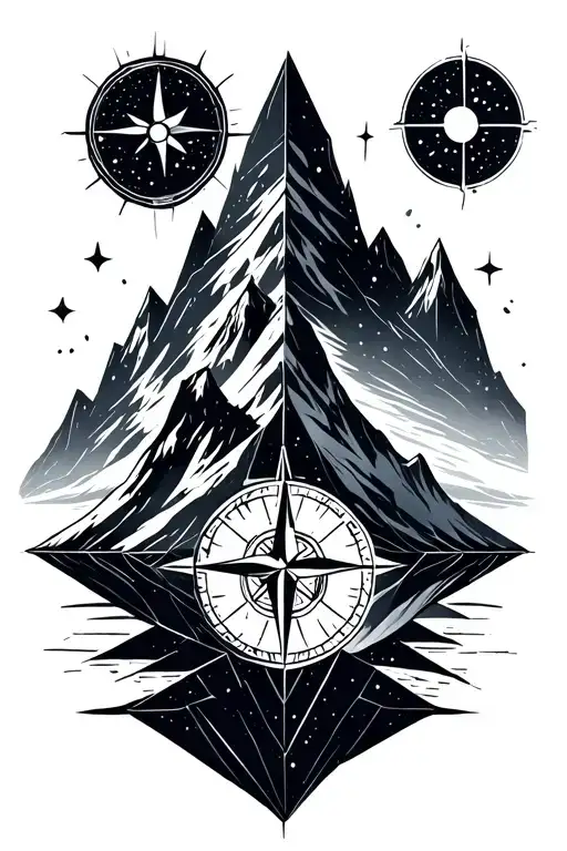 Compass Mountain Geometric Design Incorporating