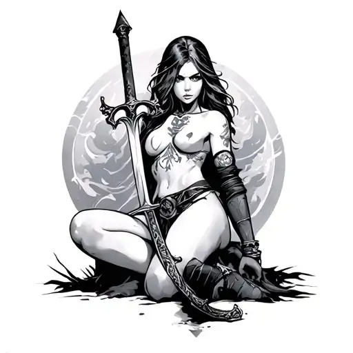 Knee Templier With Her Sword