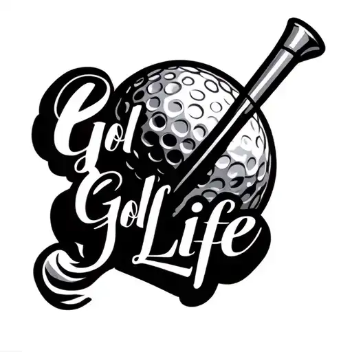 Golf Ball On A Tee And The Text Golf Life Below The Image
