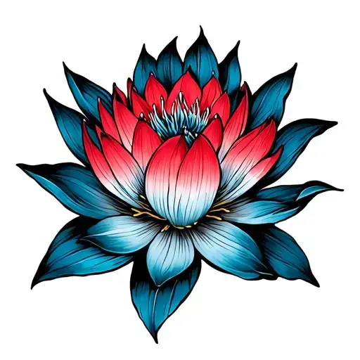 Blue Spider Lily Red Lotus Flower