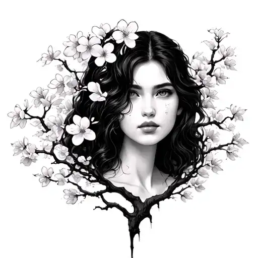 Cherry Blossom Tree With A Womens Face Morphing