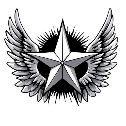 Star With Wings On Each Side