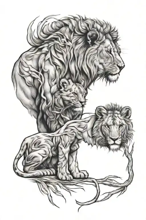 Lion And Lion Cub
