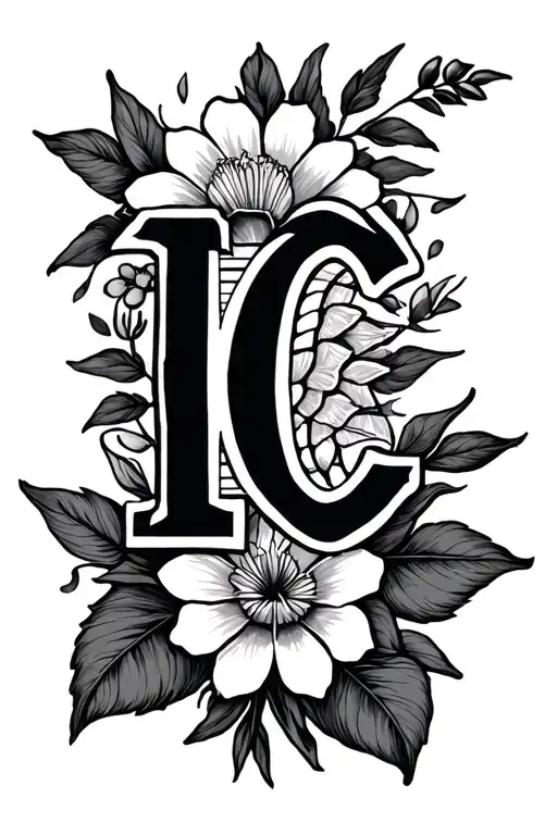 Tattoo With Initials I And C With Egyptian Flowers And Inspiration On Interior Forearm