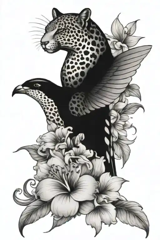Jaguar Hummingbird And Floral