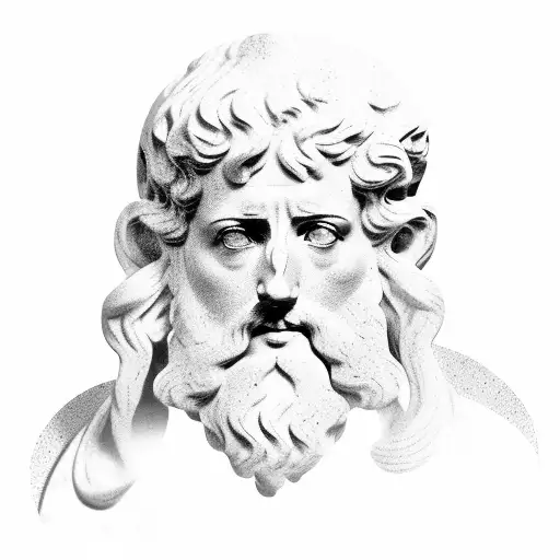 Marble Bust Of Marcus Aurelius In Front Of An Oak Tree