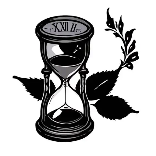 Hour Glass Tattoo Sleeve With Roman Numerals Intertwined