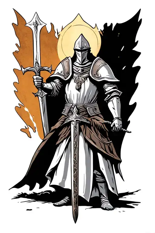 Crusade Knight Holding A Sword