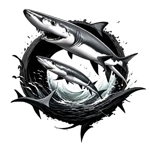 Sharks Chasing A School Of Fish In A Black Hole Neck