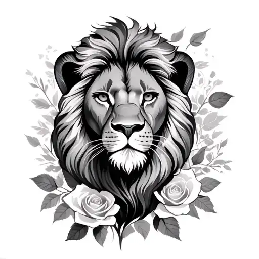 Nala Youn Lion With Rose Background