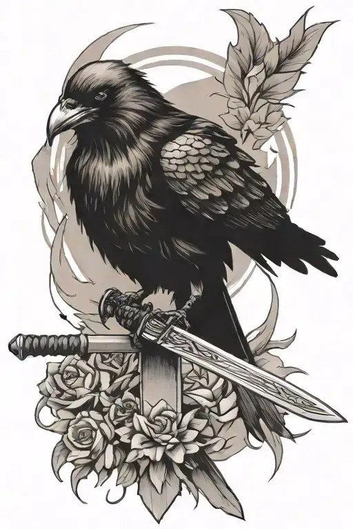 Crow And Katana Sword Degrade