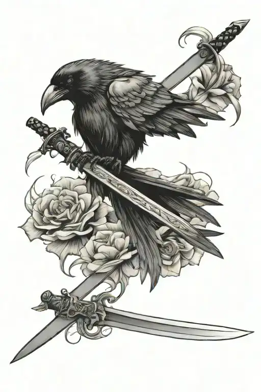 Crow And Katana Sword Degrade