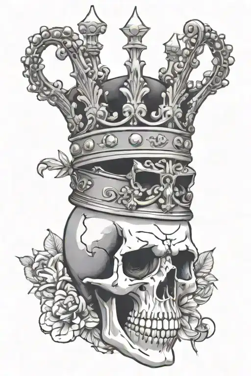 Skull With Crown On Top Head Wearing