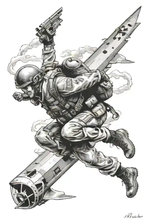 Army Ranger Scroll Memorial Paratrooper Jumping Out Of Plane