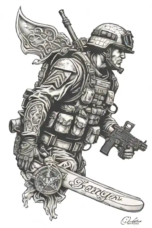 Army Ranger Scroll Across The Top Memorial