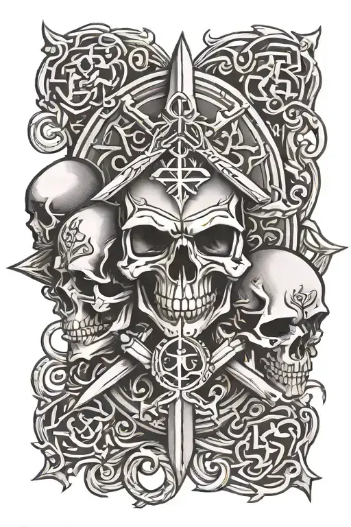 Masonic Symbol Intertwined Skull Templar Knight