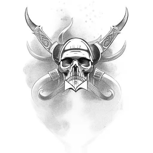 Viking Skull Profile View