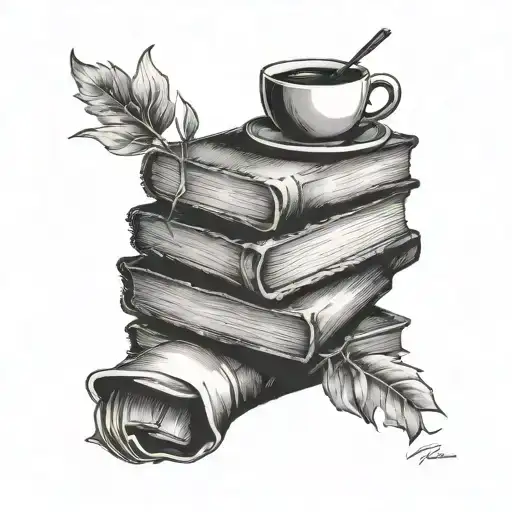 Thick Book Stacked With Cup Of Life