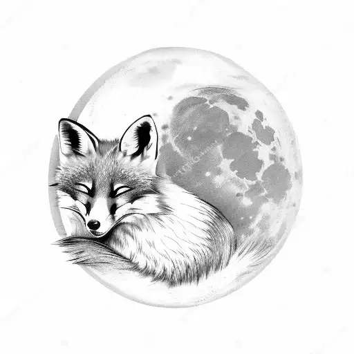 Sleeping Fox On A Cresent Moon