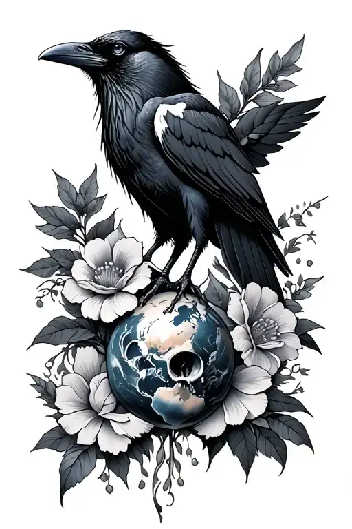 Goddess Raven Earth Flowers Death
