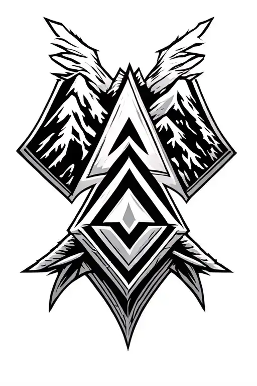 Mountain And Valknut Symbol