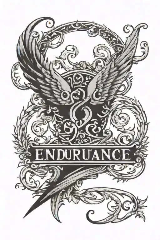 A Neck Tattoo Of The Word 'Endurance'