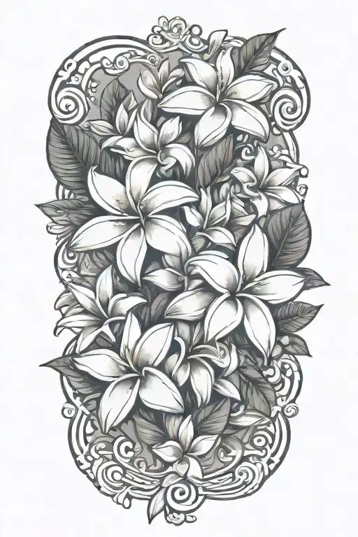 Plumeria Flowers With Nicoya Words