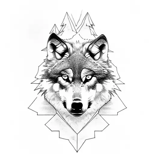 Wolf Surrounded By Mountains