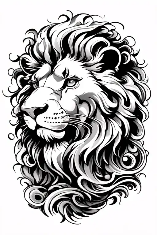 Lion And Filigree Wave Design