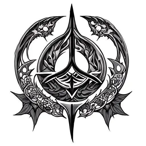 Combining The Symbol Of Farvahar With The Symbol Of The Month Of Azar