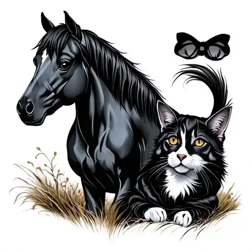 Cat And Horse Dog