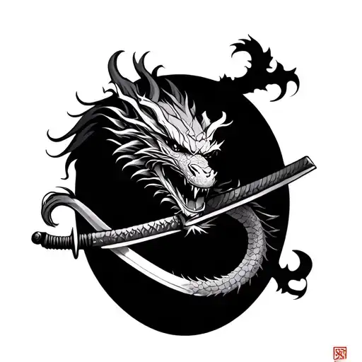 Katana And Dragon