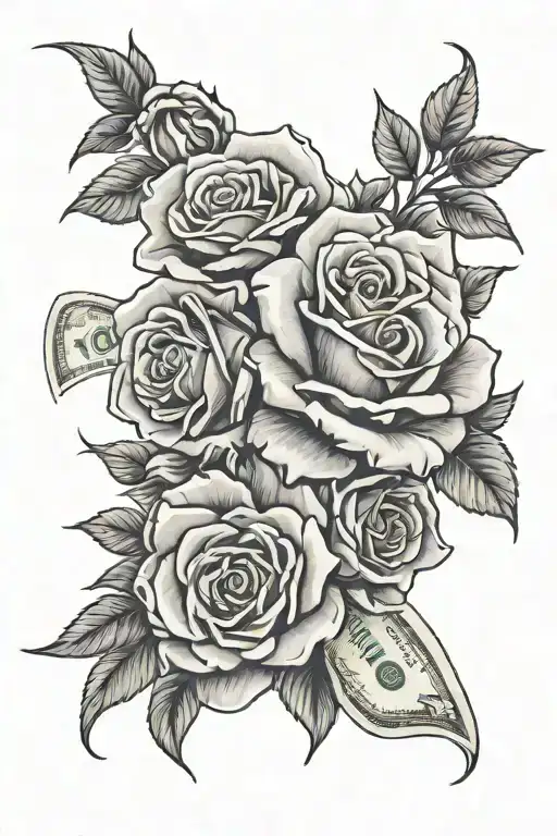 Roses And Money And Happiness Tattoo