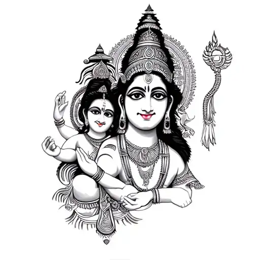 Lord Krishna' S Chakra With Hanuman Gada