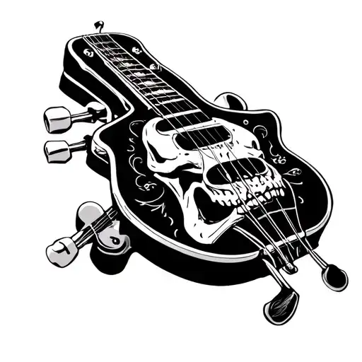 Headstock Guitar With Skull Tattoo